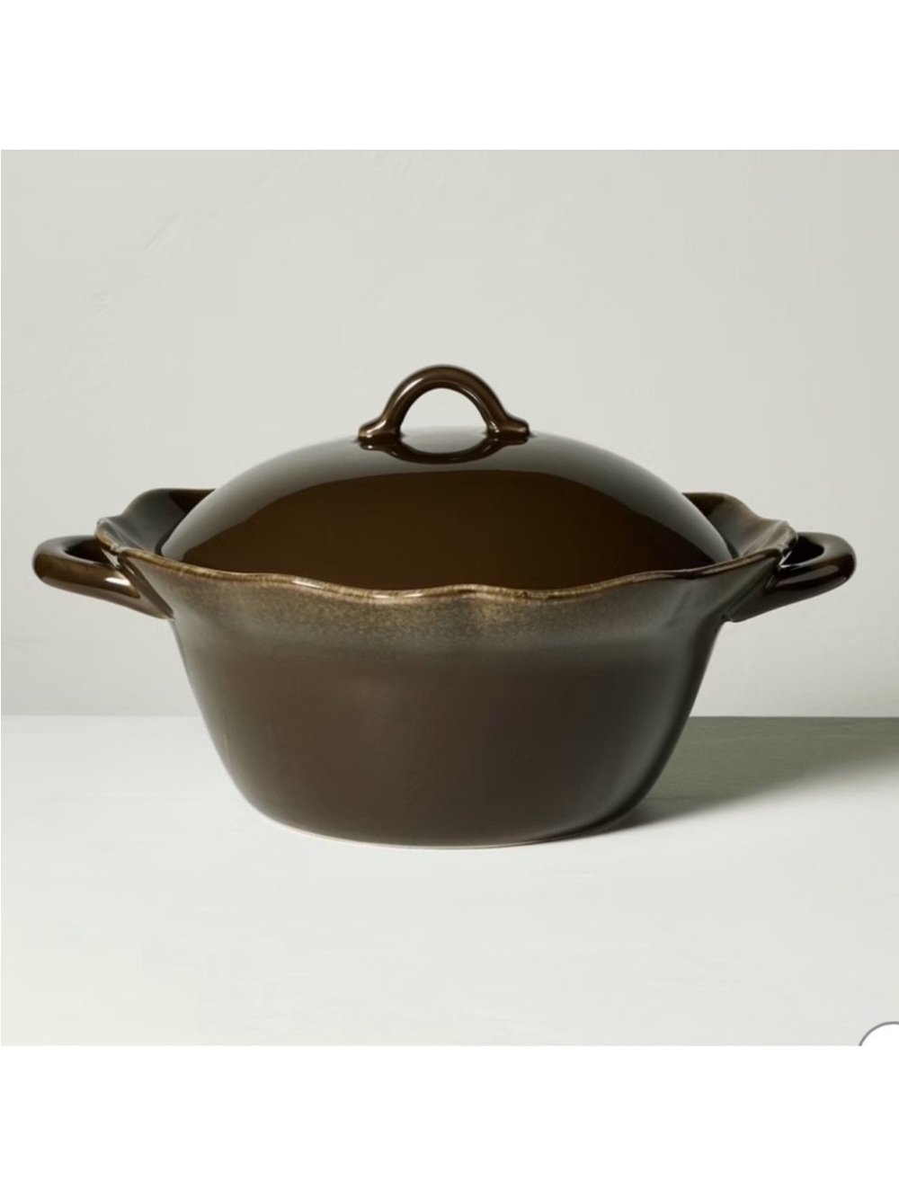 Hearth & Hand Magnolia NWT Wavy Edge Large Brown Soup Terrine Bowl w/ Lid Fall